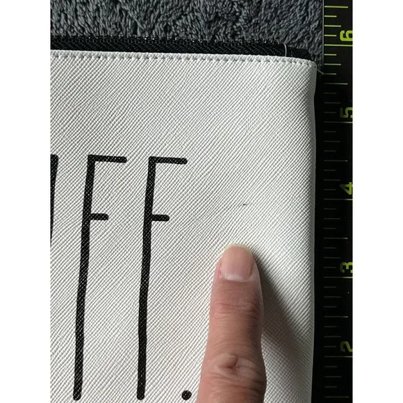 Rae Dunn STUFF Pouch PVC Cosmetic Zipper Bag Travel 7.55x5.5 White - Picture 6 of 7